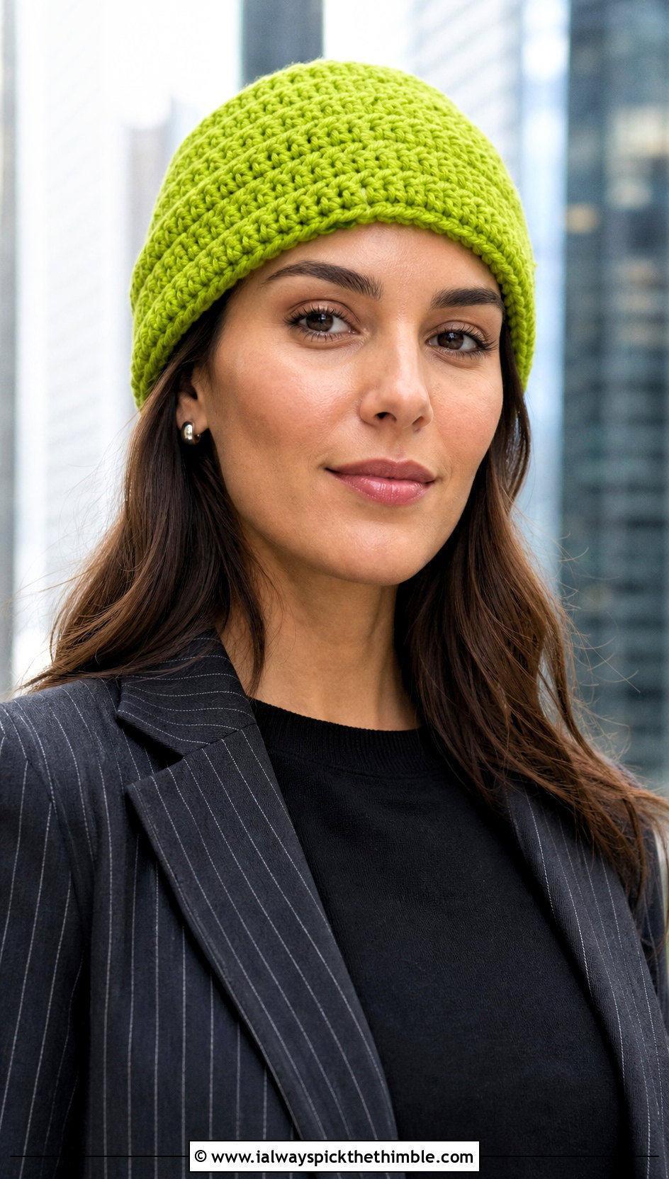 Fisherman Mountain Ridge Crochet Beanie With Pinstripe Suit - 15 Mountain Ridge Crochet Beanie outfit ideas
