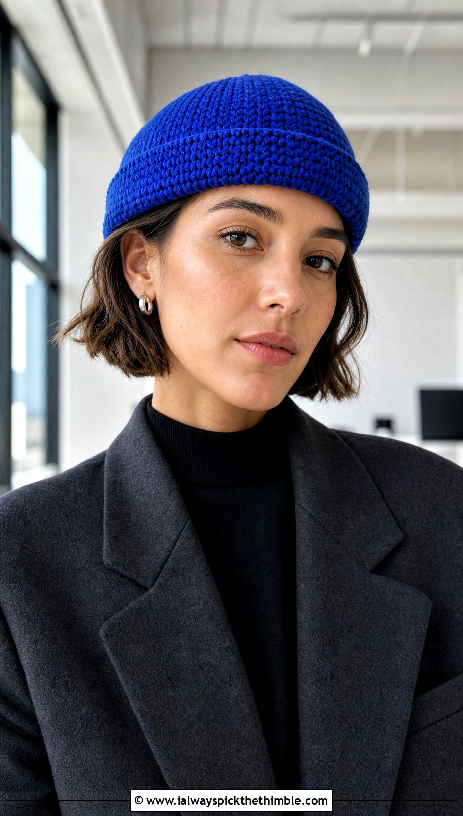 Fisherman Single Crochet Beanie With Blazer And Trousers - 15 Sc Crochet Beanie outfit ideas