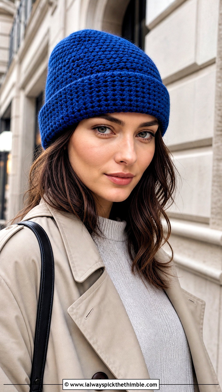 Fisherman Single Crochet Beanie With Trench Coat - 25 single crochet beanie outfit ideas
