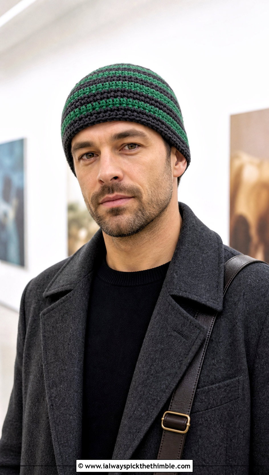 Fisherman Striped Crochet Beanie With Wool Topcoat - 15 mens striped crochet beanie outfit ideas