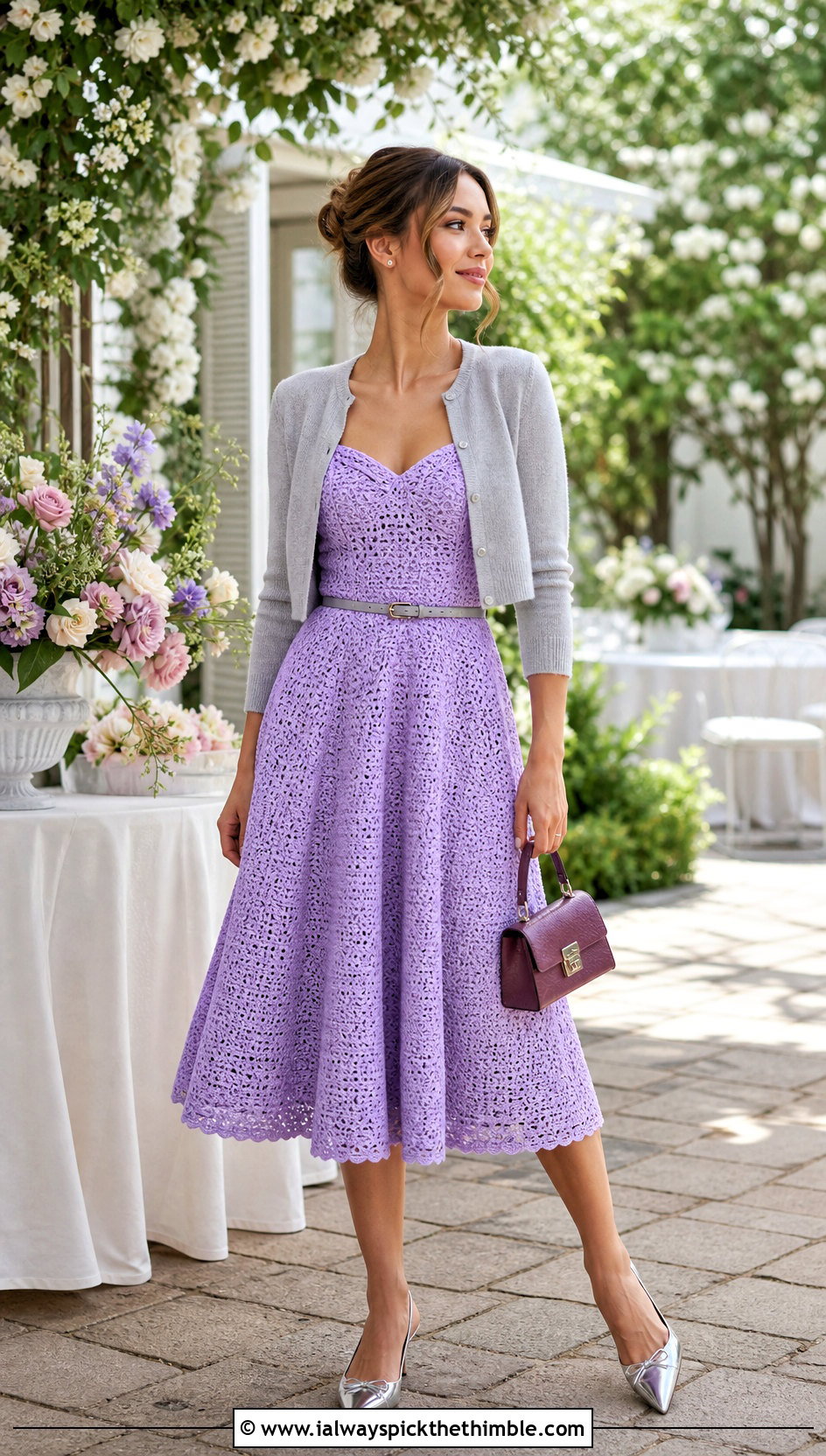 Fit and Flare Crochet Dress With Cropped Cardigan - 25 crochet dress inspo outfit ideas