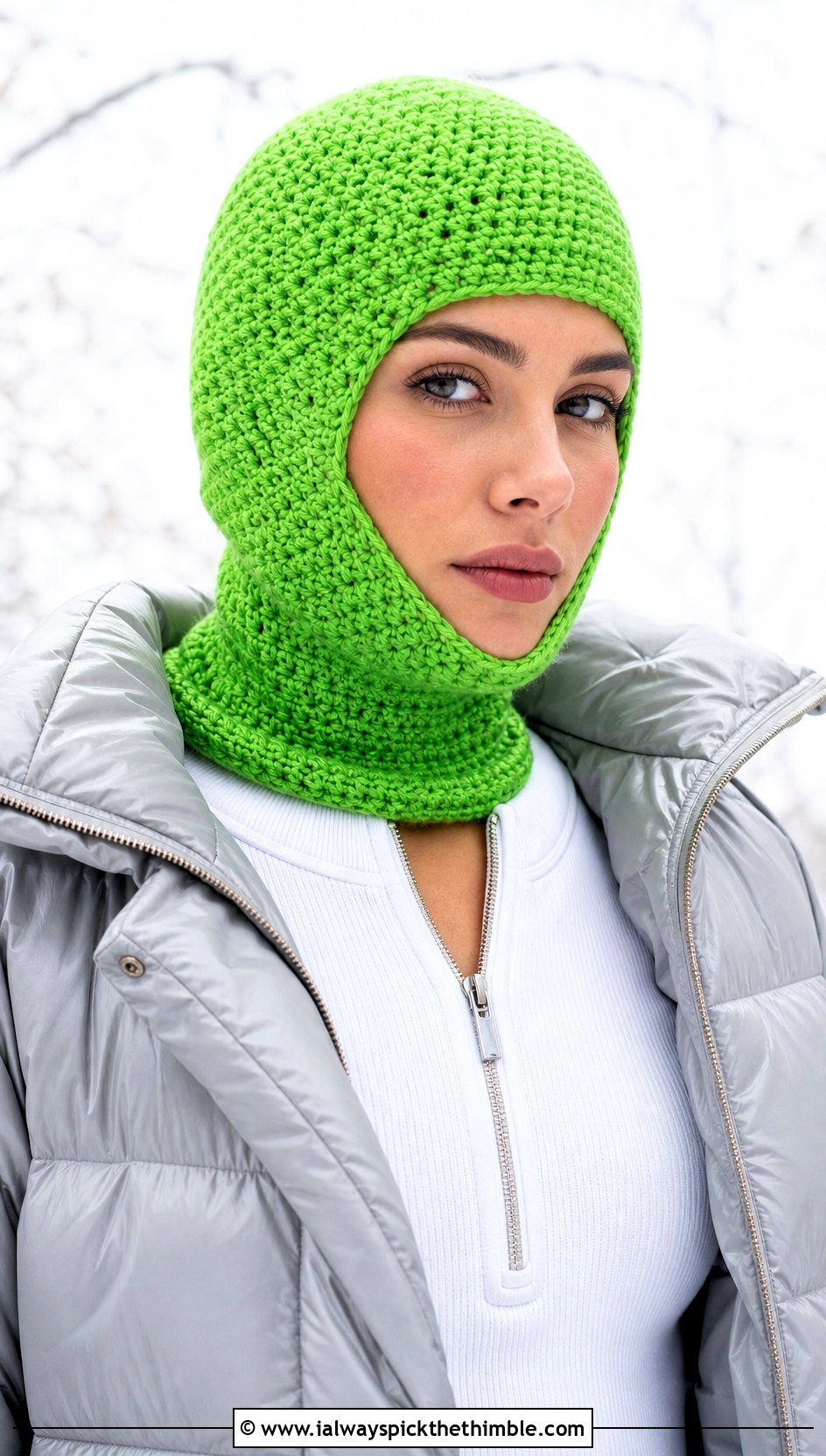 Fitted Balaclava Katniss Crochet Hat With Cropped Puffer - 15 katniss crochet hat outfit ideas