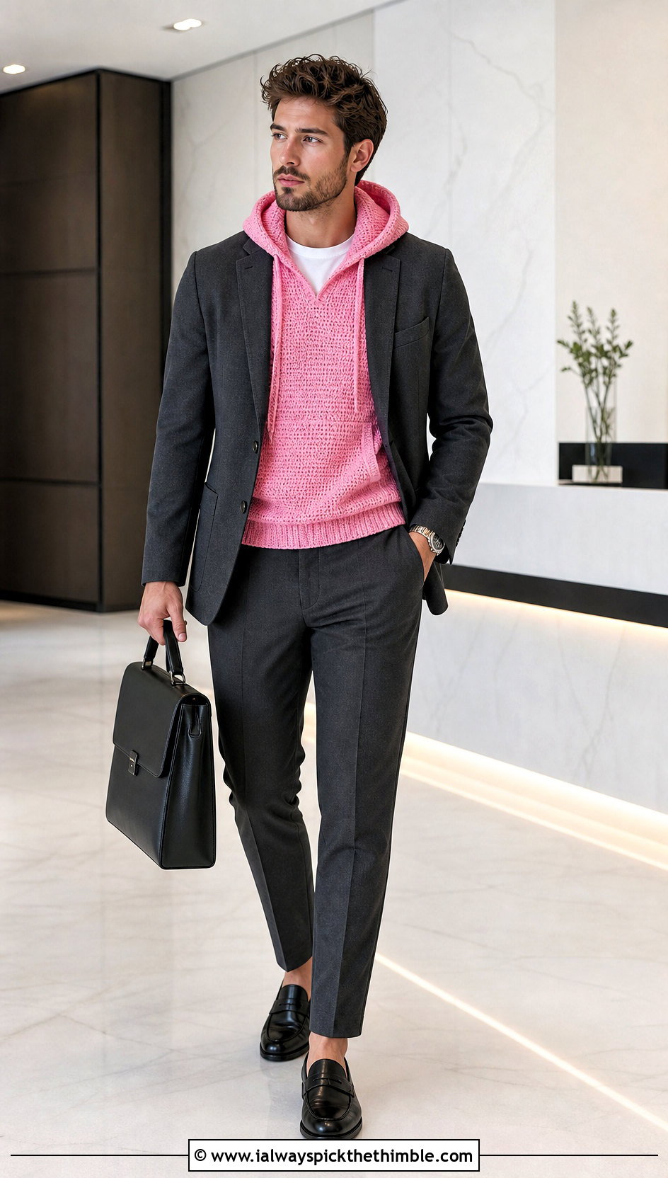 Fitted Crochet Hoodie With Suit Separates - 25 crochet hoodie for men outfit ideas