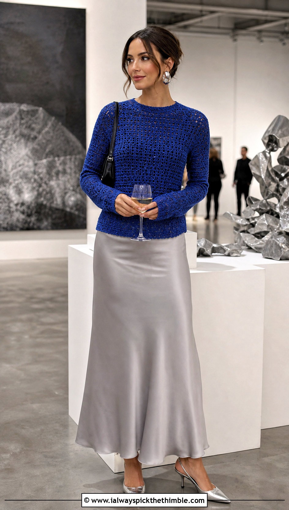 Fitted Crochet Pullover With A Slip Skirt - 20 Easy Crochet Pullover outfit ideas