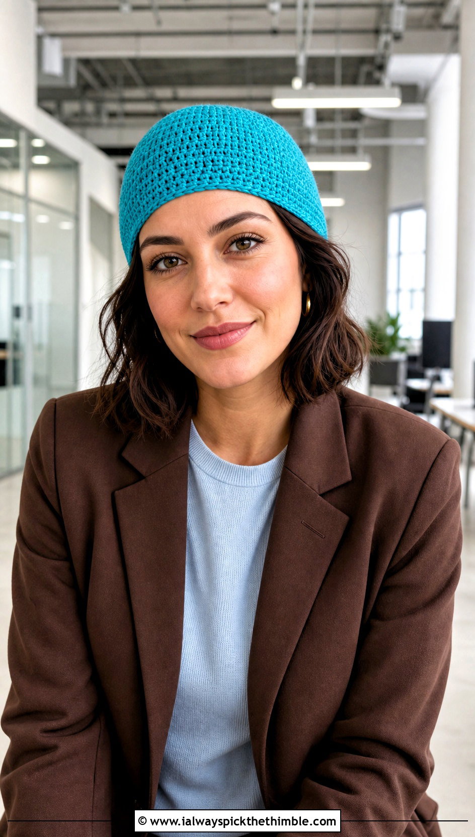 Fitted Crochet Skullcap Beanie With Suit - 20 crochet fall beanie outfit ideas