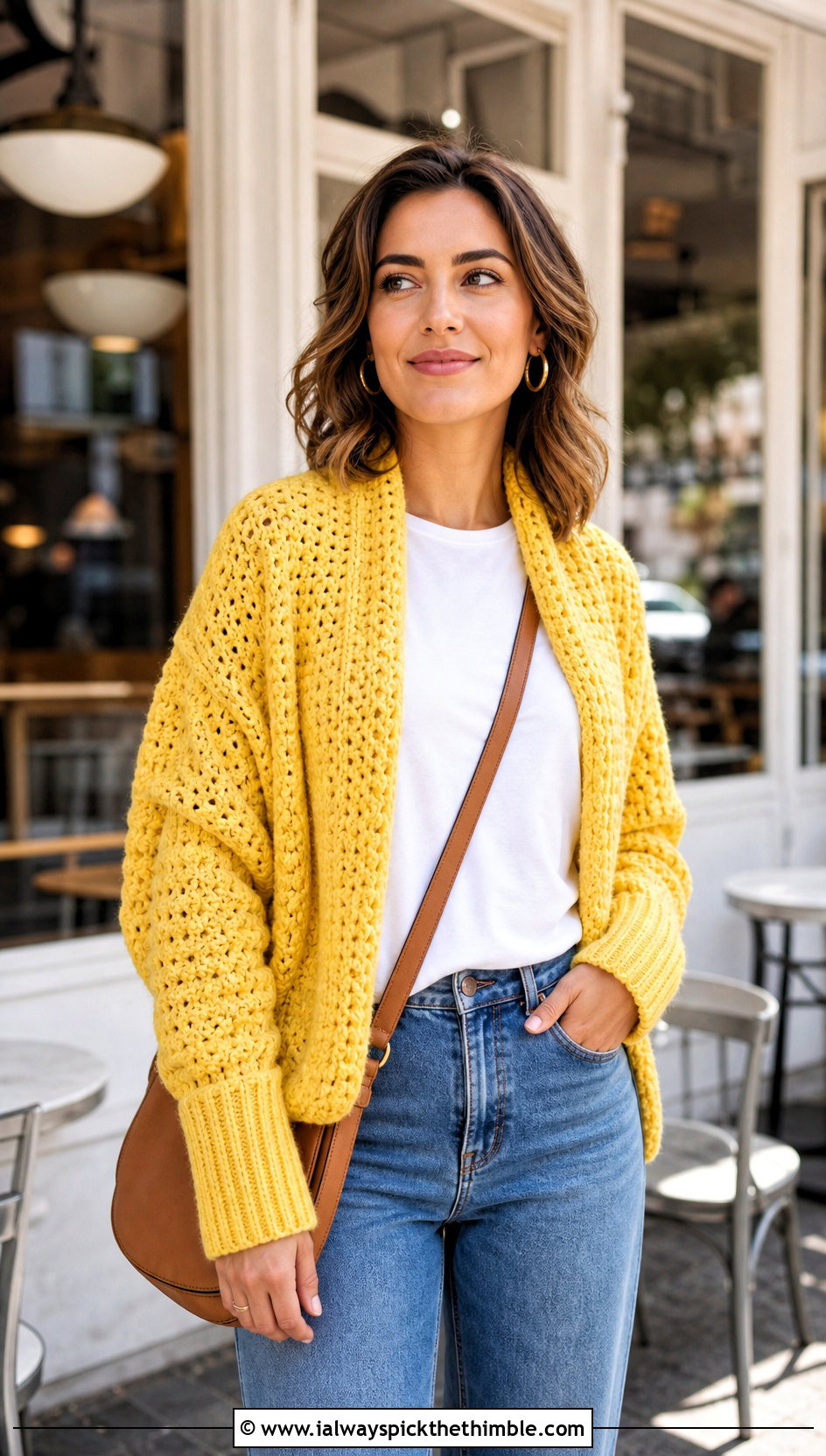 Fitted Cuff Crochet Scarf With Sleeves And Straight Leg Jeans - 15 Crochet For Scarf With Sleeves outfit ideas