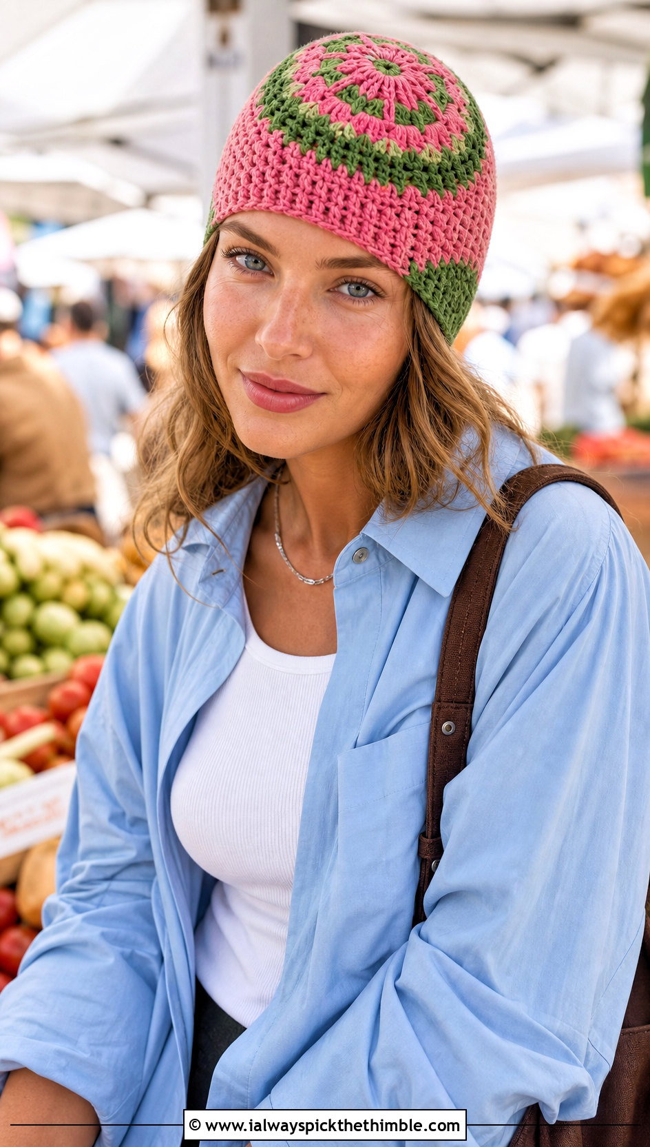 Fitted Mandala Crochet Beanie With Oversized Shirt - 20 Mandala Crochet Beanie outfit ideas