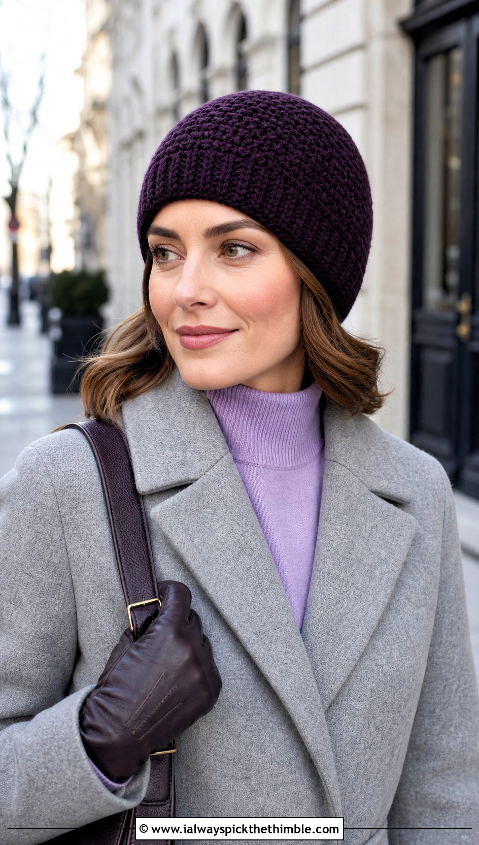 Fitted Moss Stitch Beanie With Wool Coat - 20 Crochet Moss Stitch Beanie outfit ideas