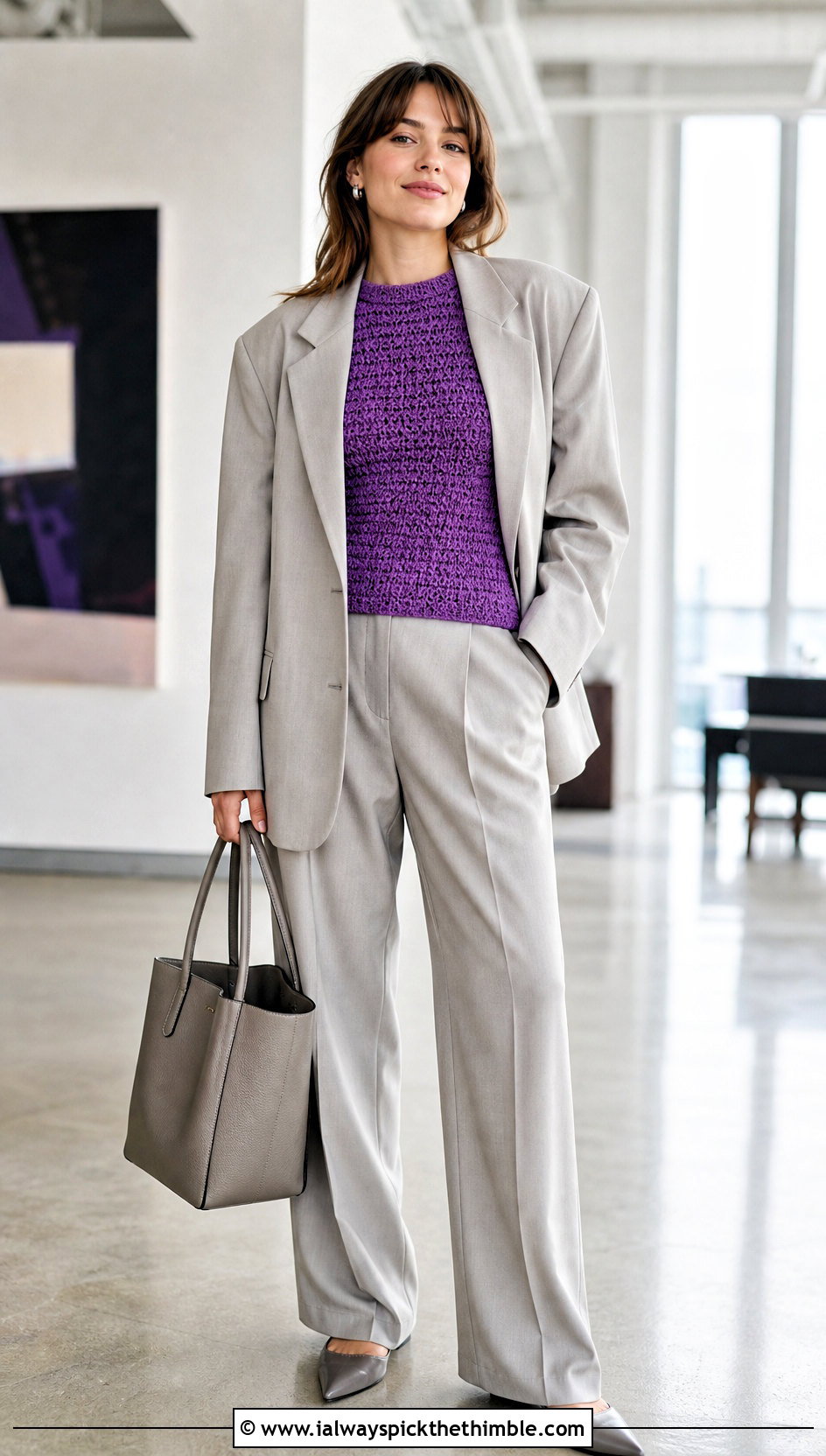 Fitted One Panel Crochet Sweater With Relaxed Suit - 20 One Panel Crochet Sweater outfit ideas