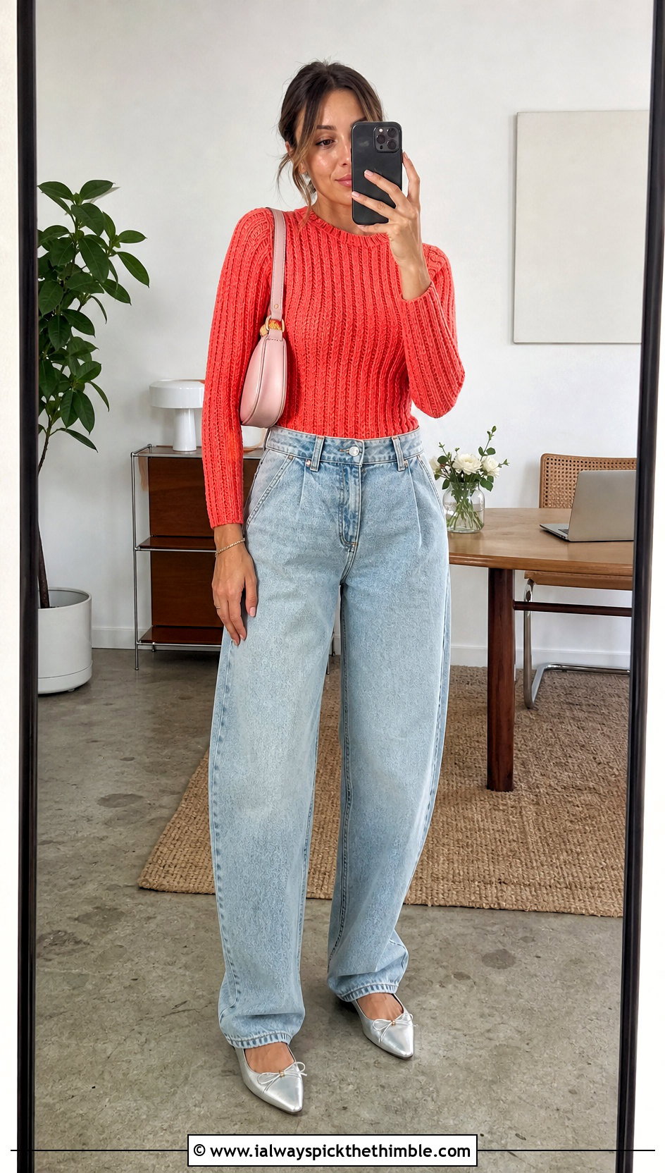 Fitted Ribbed Crochet Sweater Top With Barrel Jeans - 25 Crochet Top Sweater outfit ideas