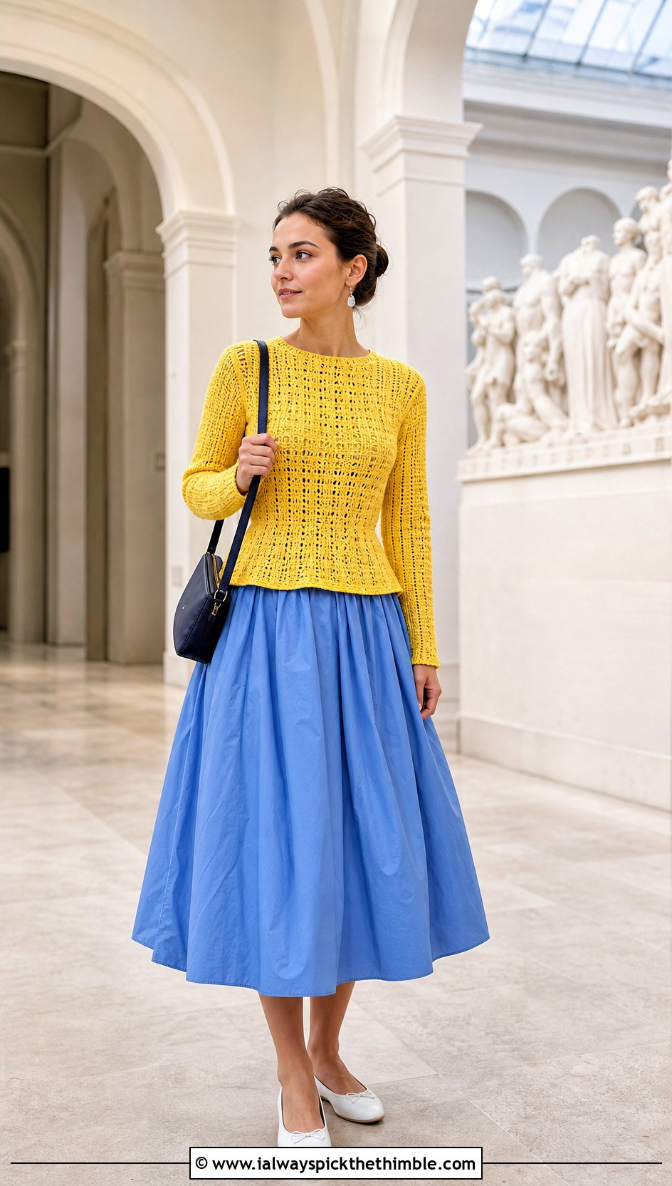 Fitted Waist Bottom Up Crochet Sweater With Full Midi Skirt - 20 bottom up crochet sweater outfit ideas