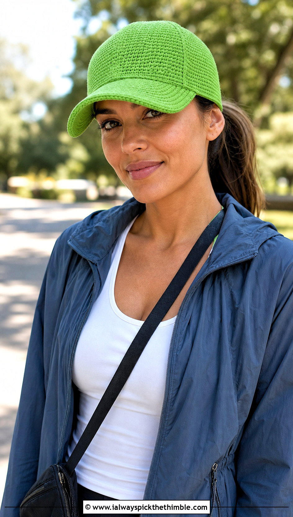 Five Panel Crochet Baseball Cap With Track Jacket And Leggings - 20 crochet baseball cap outfit ideas