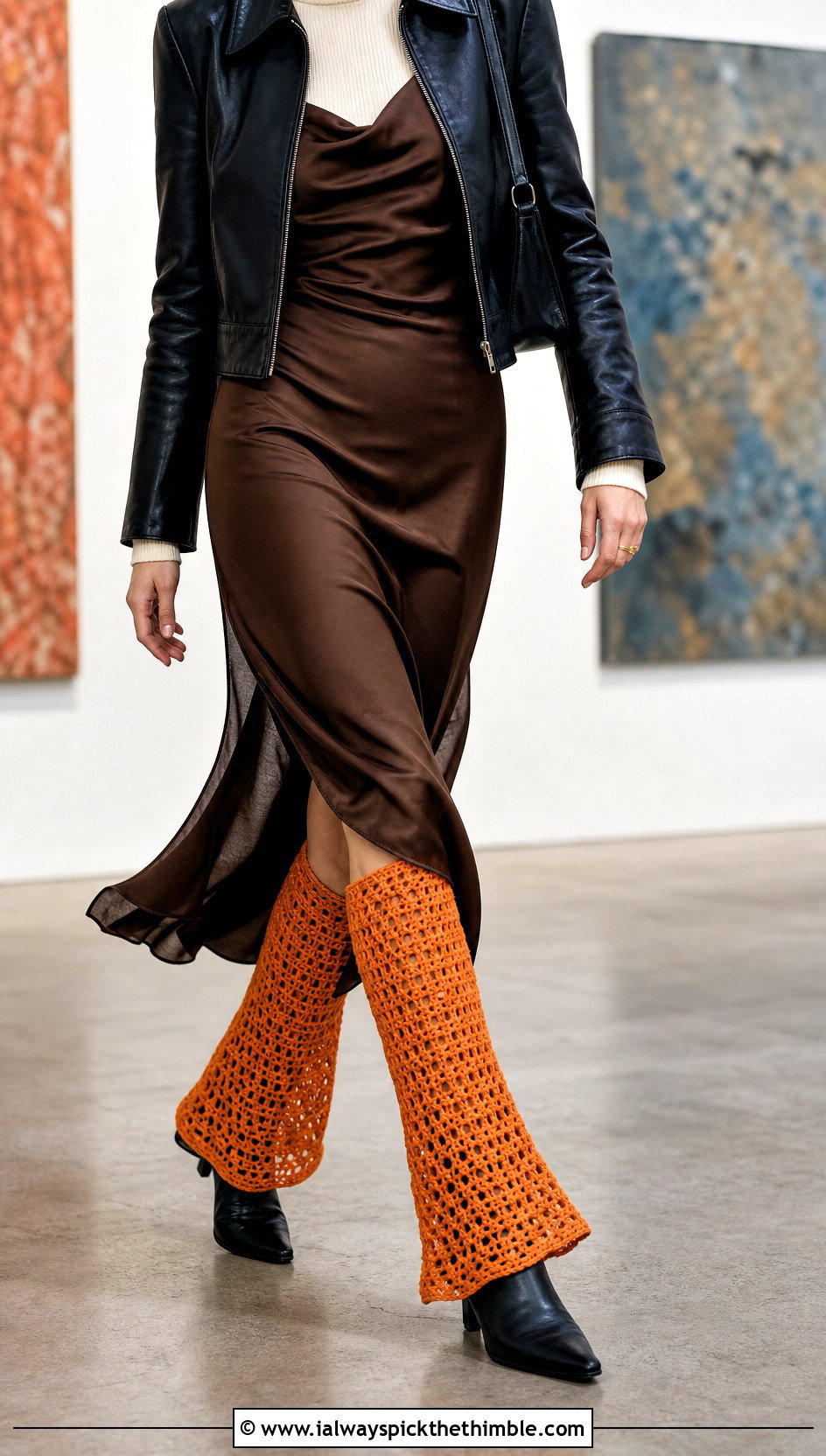 Flared Crochet Leg Warmers With Slip Dress And Boots - 20 crochet leg warmers ideas