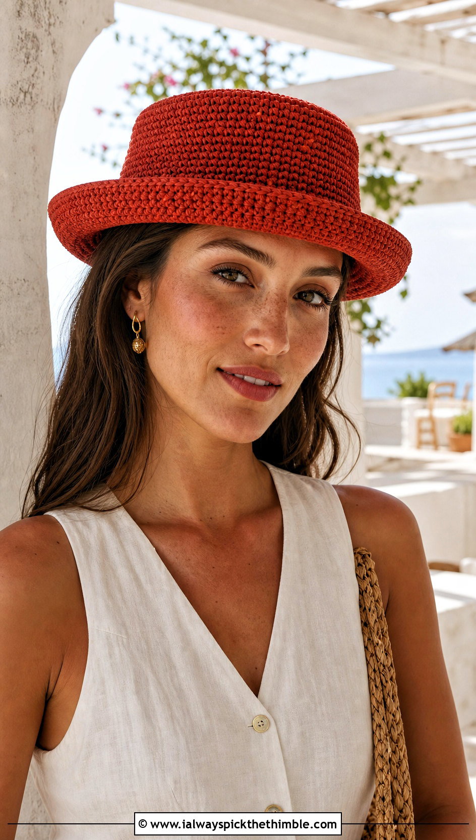 Flat Top Crochet Pork Pie Hat With Linen Set - 20 Flat Top Crochet Hat outfit ideas