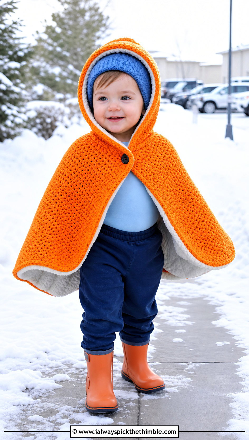 Fleece Lined Crochet Carseat Poncho With Bodysuit And Pull On Pants - 20 Crochet Carseat Poncho outfit ideas