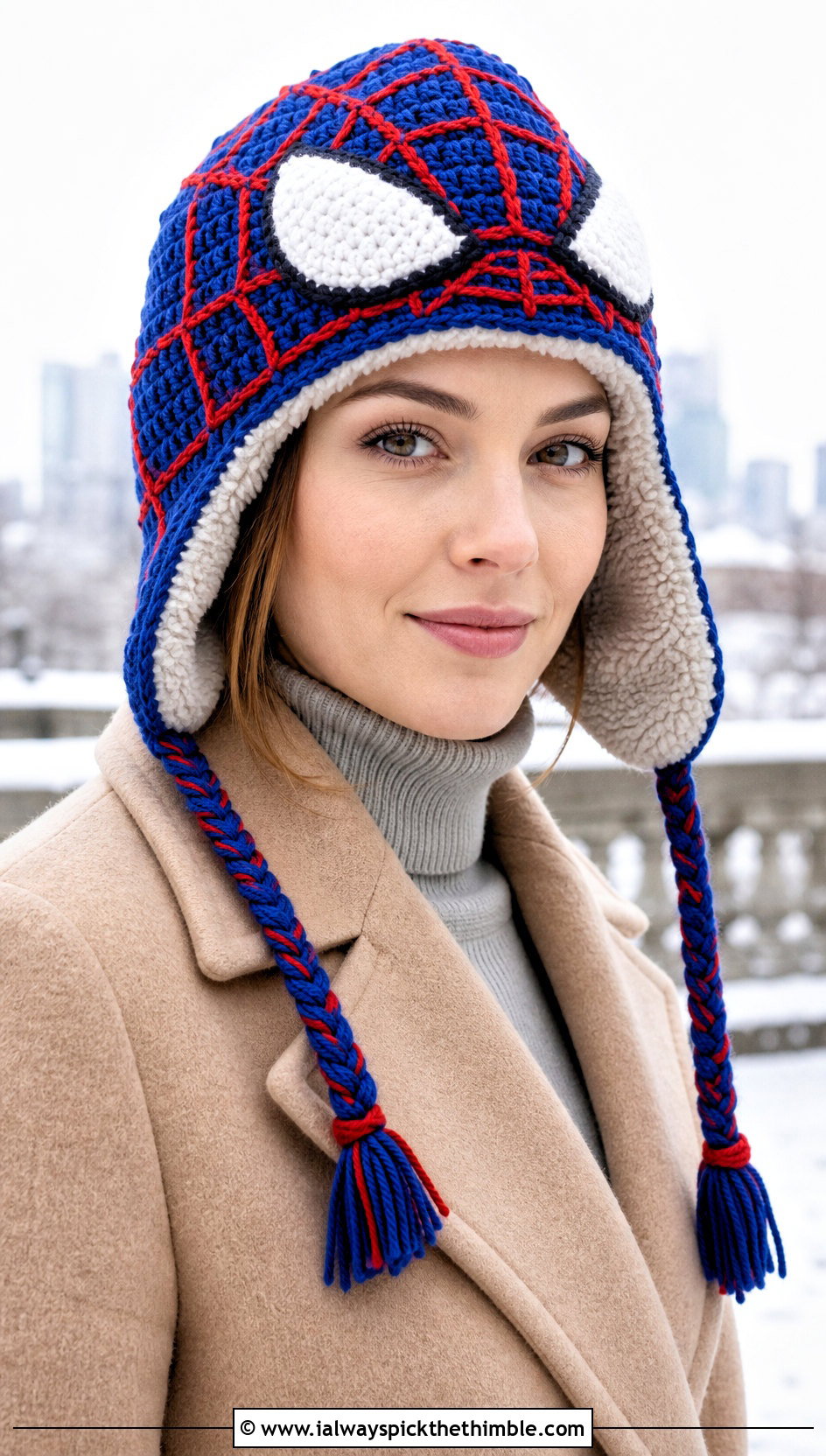 Fleece Lined Crochet Mayday Parker Beanie With Wool Coat - 15 Crochet Mayday Parker Beanie outfit ideas