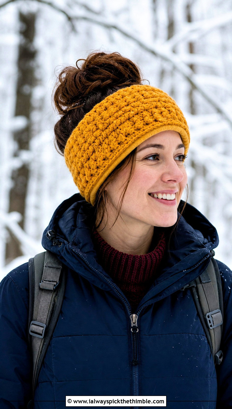 Fleece Lined Crochet Messy Bun Ear Warmer With Parka - 20 Crochet Messy Bun Ear Warmer outfit ideas