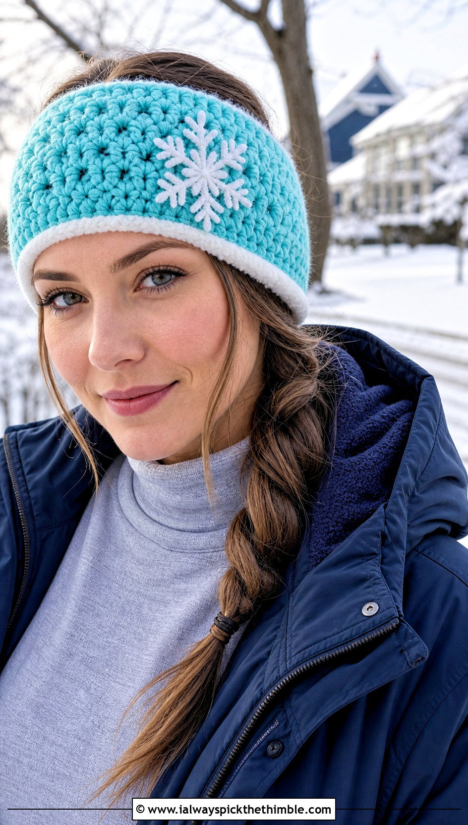 Fleece Lined Crochet Snowflake Headband With Parka - 20 Crochet Snowflake Headband outfit ideas