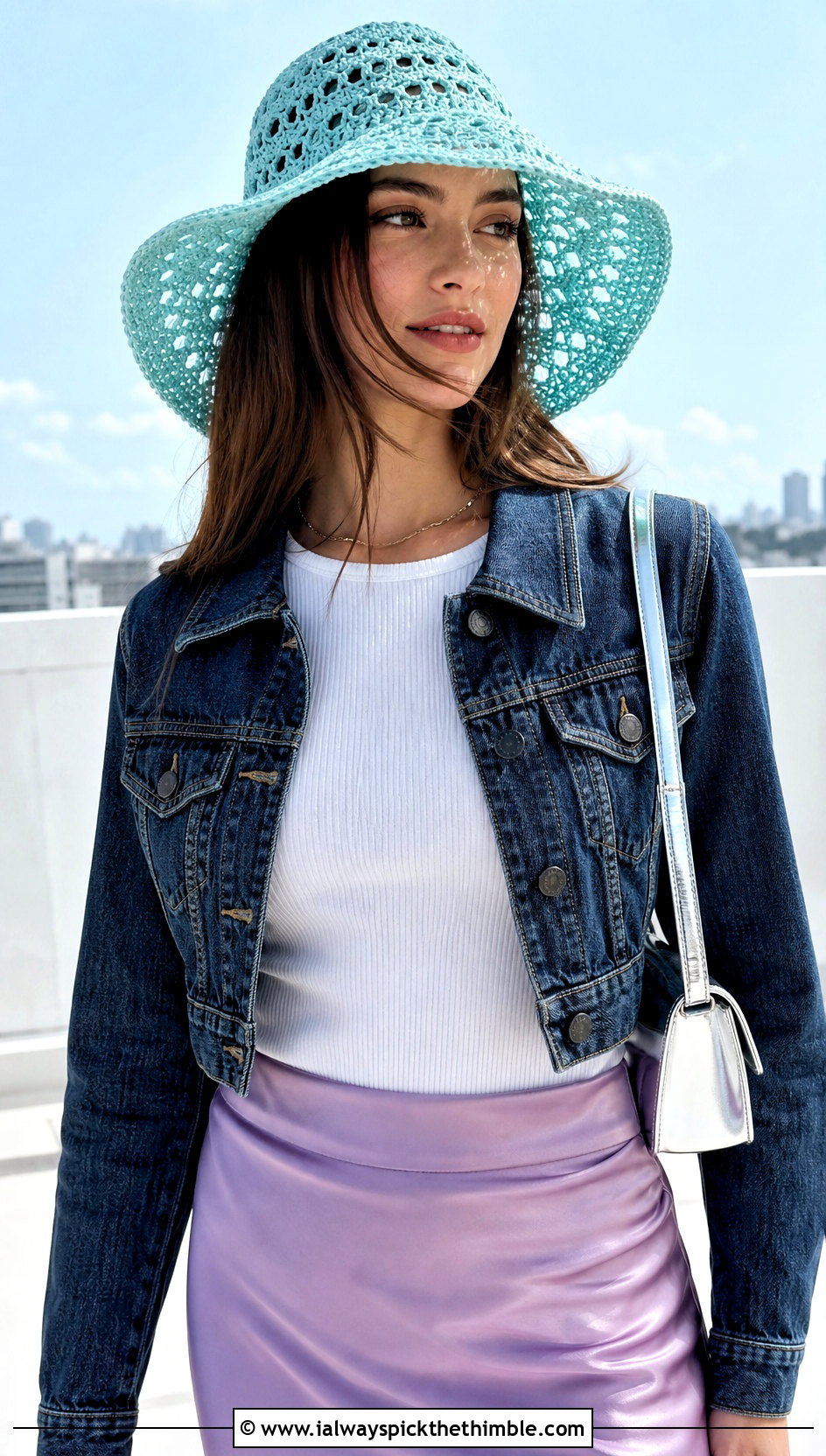 Floppy Brim Crochet Hat With Satin Skirt - 15 Fun Crochet Hats For Adults outfit ideas