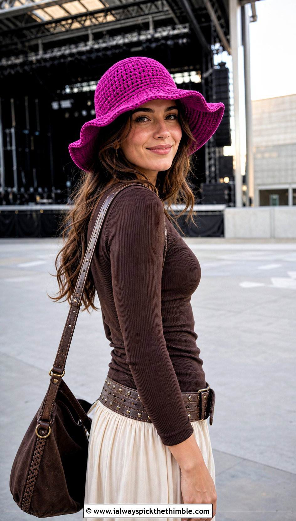 Floppy Brim Crochet Pilgrim Hat With Maxi Skirt And Western Boots - 20 Crochet Pilgrim Hat outfit ideas