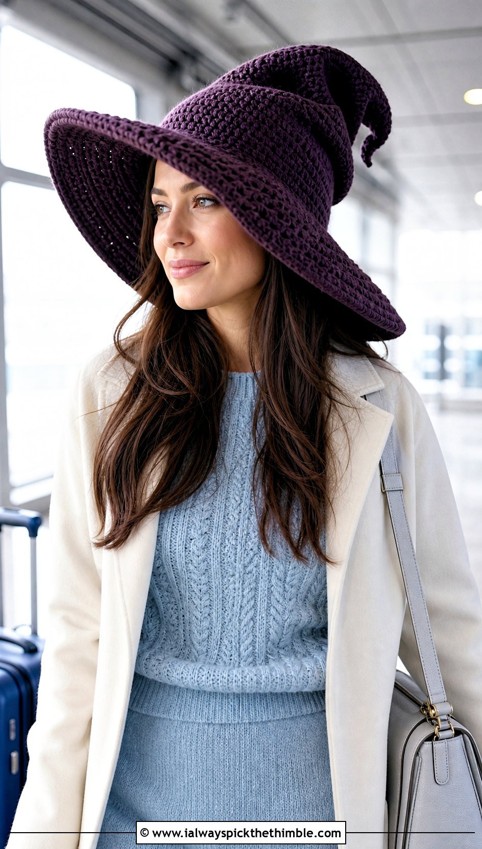 Floppy Brim Slouchy Crochet Witch Hat With Knit Matching Set - 20 slouchy crochet witch hat outfit ideas