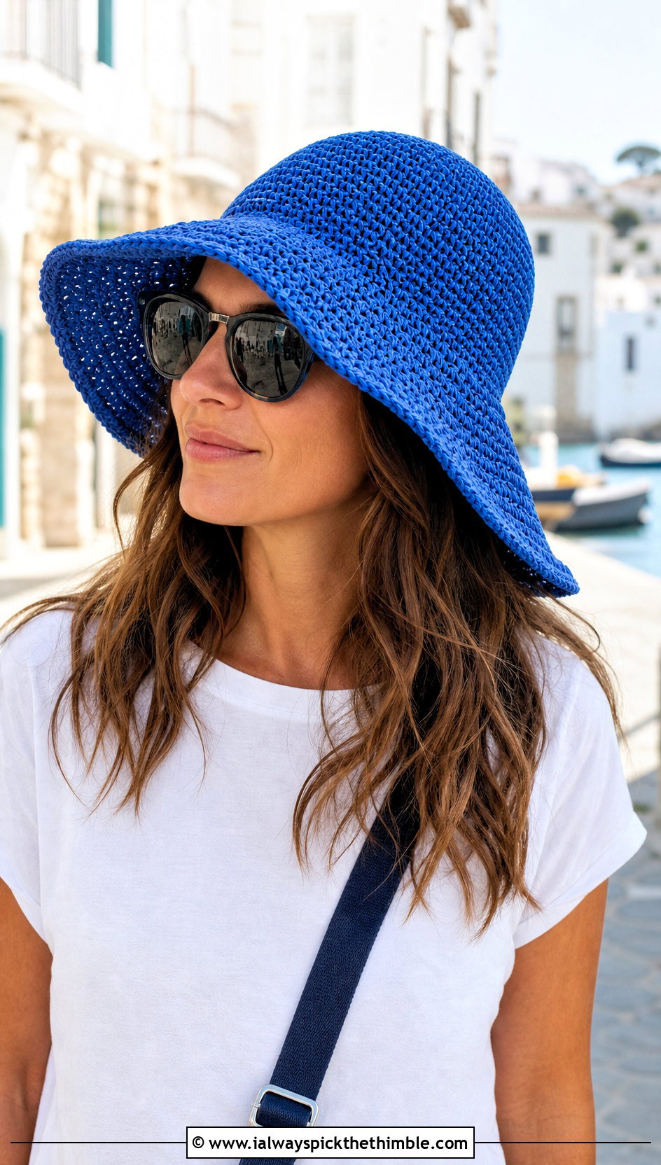 Floppy Cotton Crochet Sun Hat With T Shirt Dress - 20 Easy Crochet Sun Hat outfit ideas