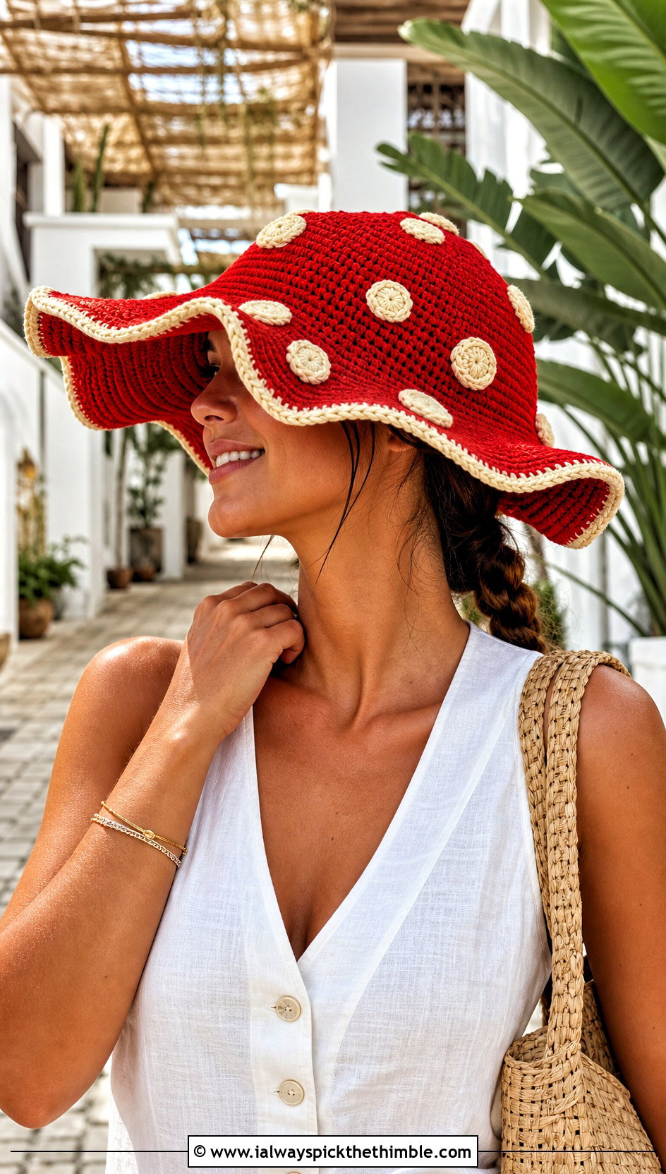Floppy Mushroom Crochet Hat With Linen Outfit - 25 crochet mushroom hat outfit ideas