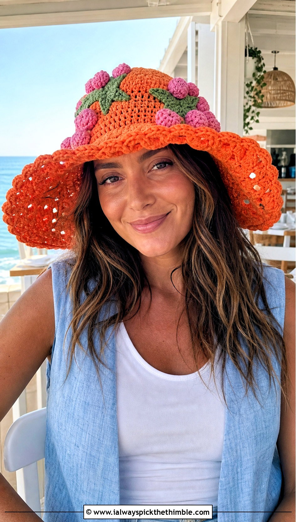 Floppy Strawberry Shortcake Crochet Sun Hat With Linen Set - 20 Strawberry Shortcake Crochet Hat outfit ideas