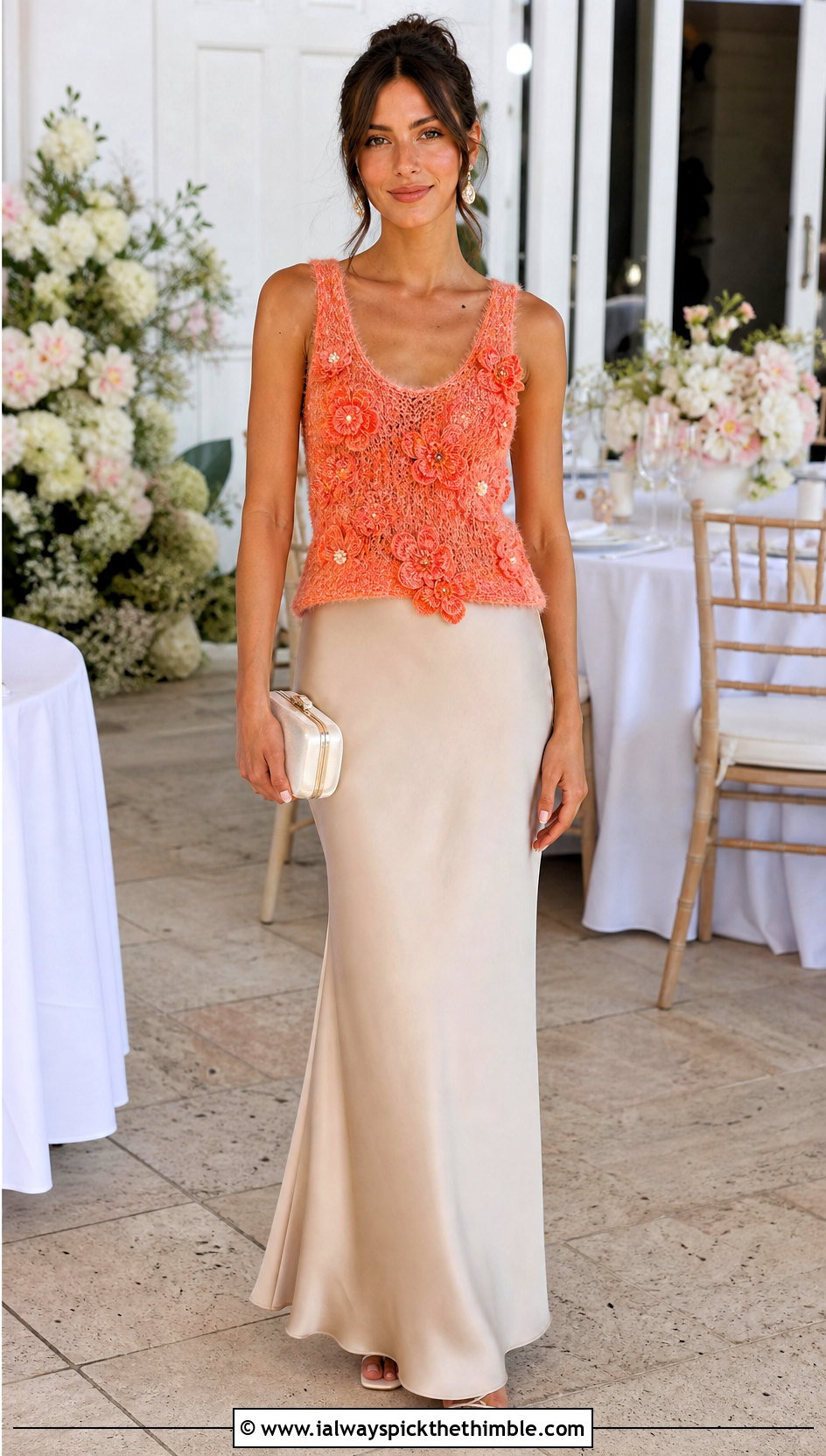 Floral Applique Crochet Mohair Tank Top With Slip Skirt - 20 Crochet Mohair Tank Top outfit ideas