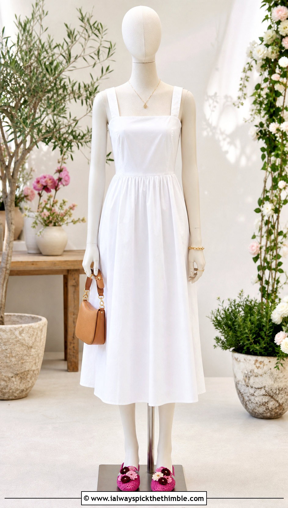 Floral Crochet Slip Ons With A Cotton Sundress - 15 crochet slip-on shoes on mannequin outfit ideas