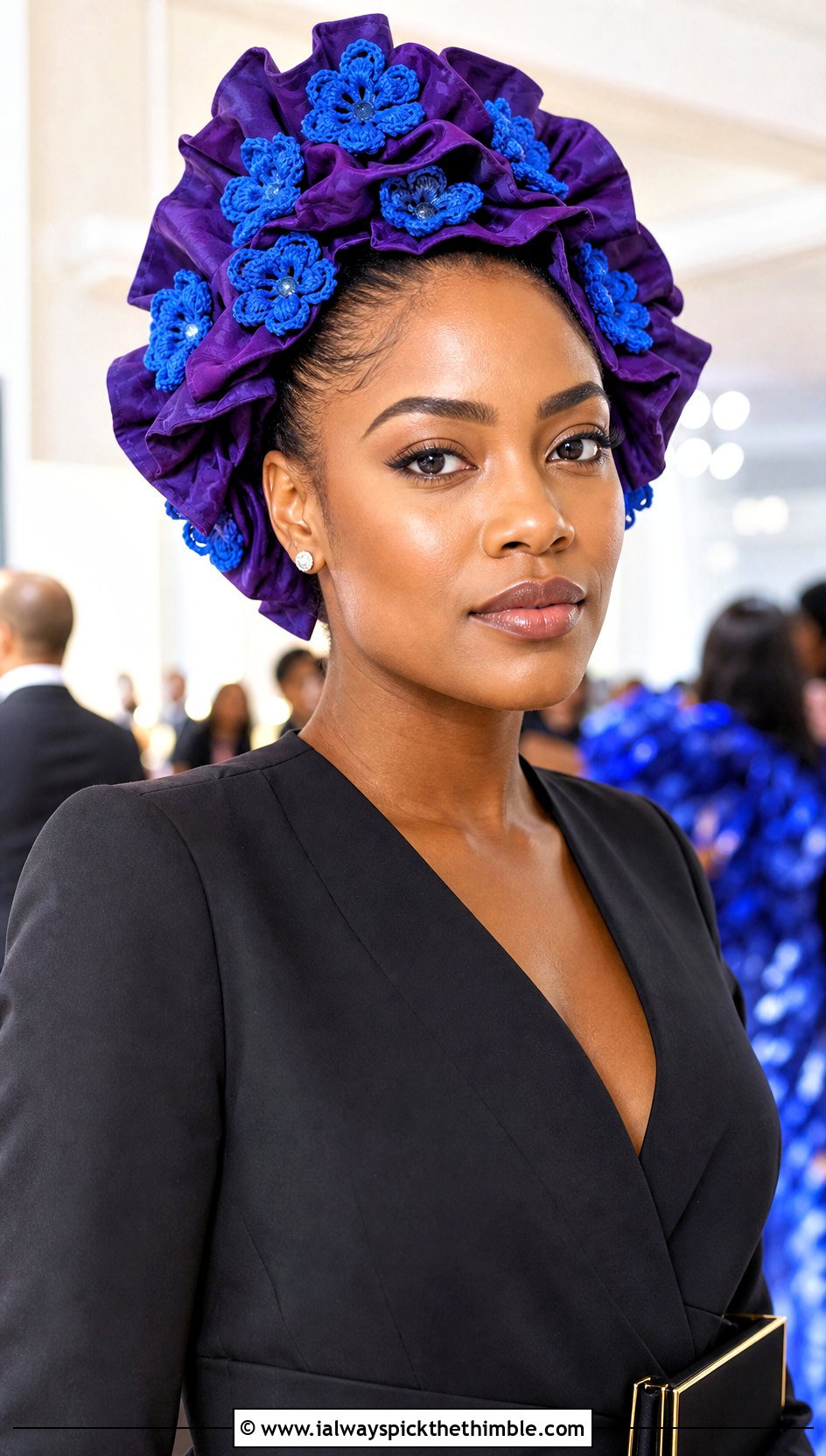 Floral Crown Bonnet With Blazer Dress - 25 crochet bonnets outfit ideas