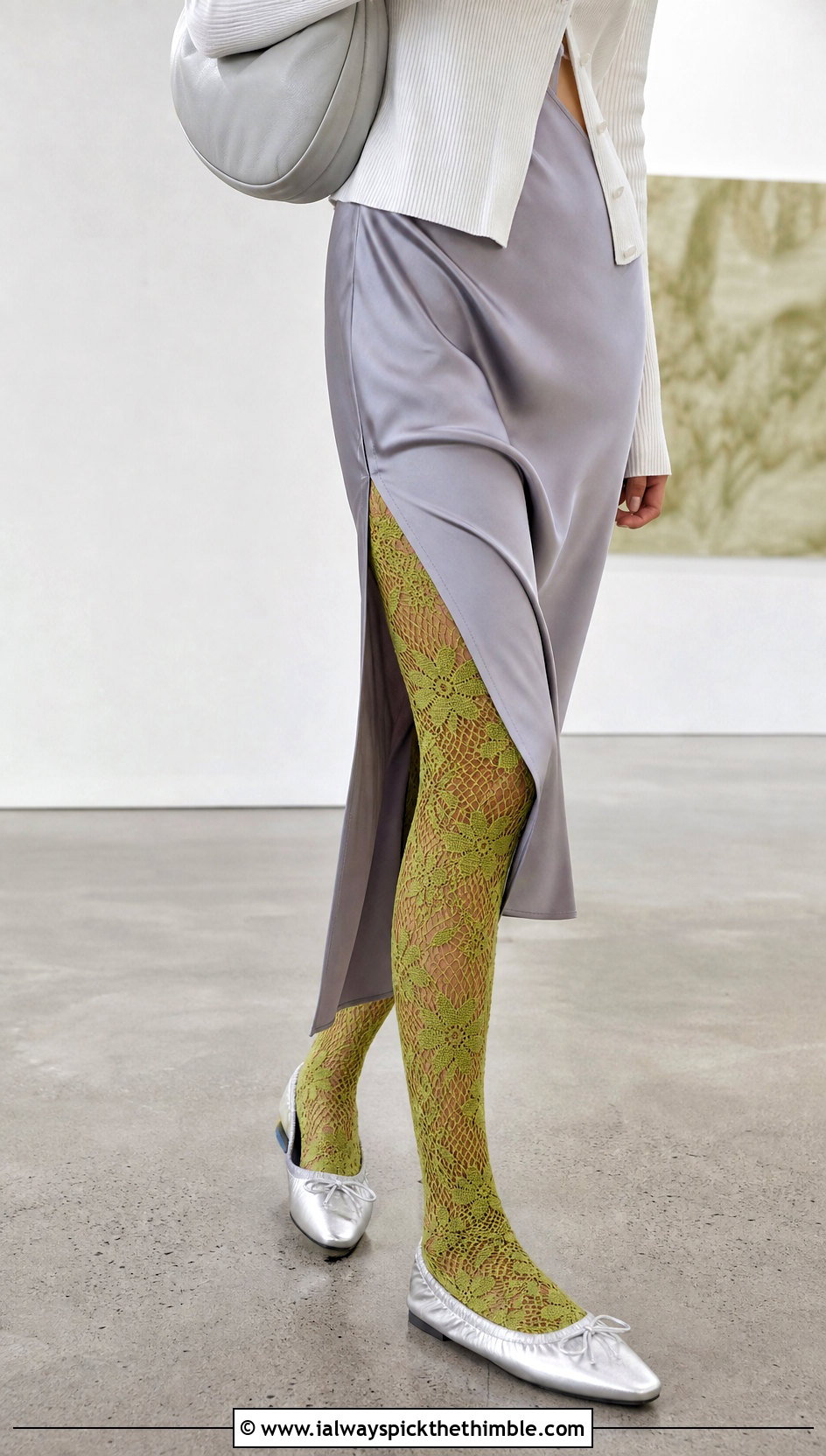 Floral Mesh Crochet Fishnet Stockings With Slip Dress - 25 crochet fishnet stockings outfit ideas
