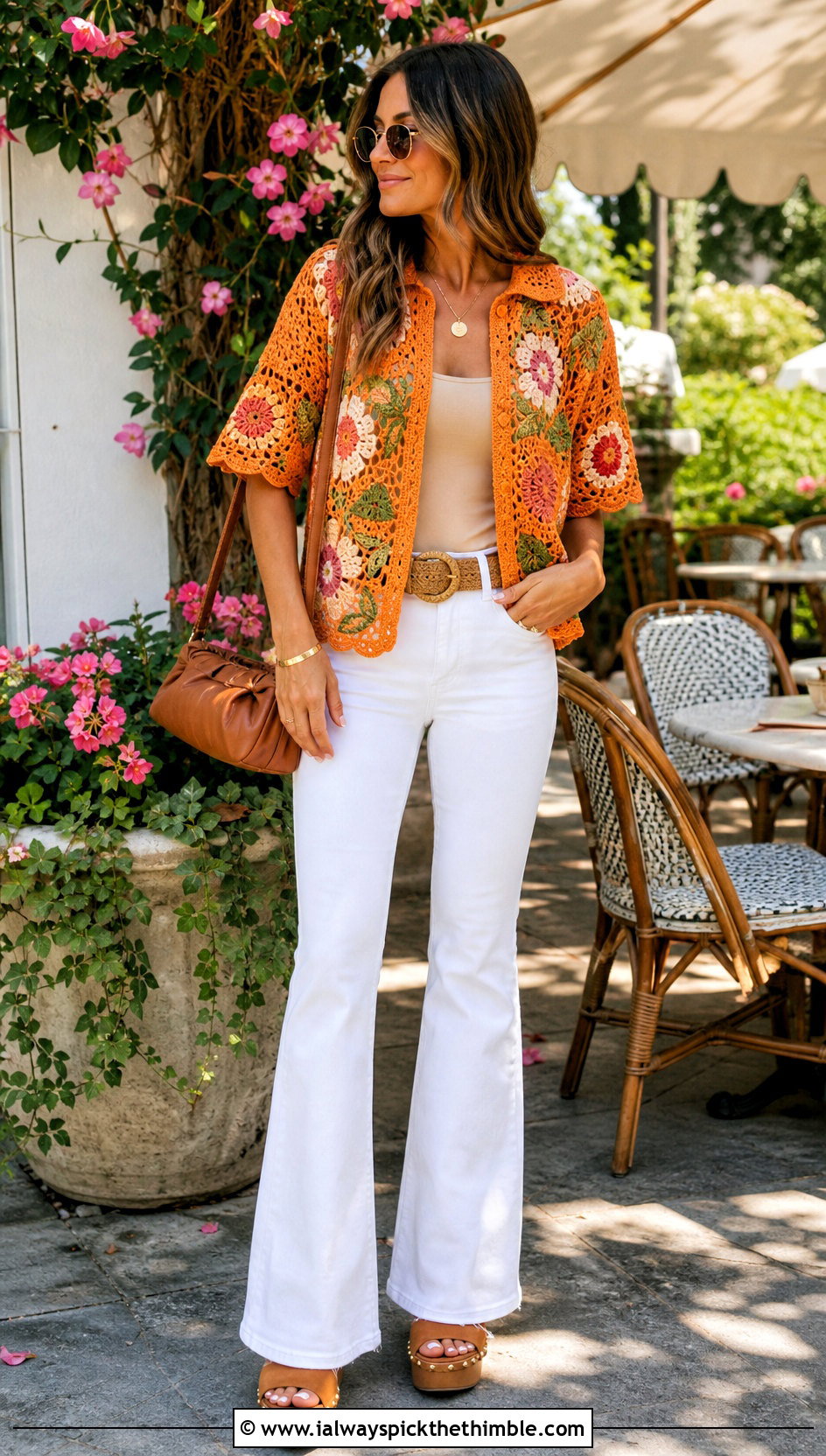 Floral Motif Bode Crochet Shirt With White Jeans - 20 Bode Crochet Shirt outfit ideas