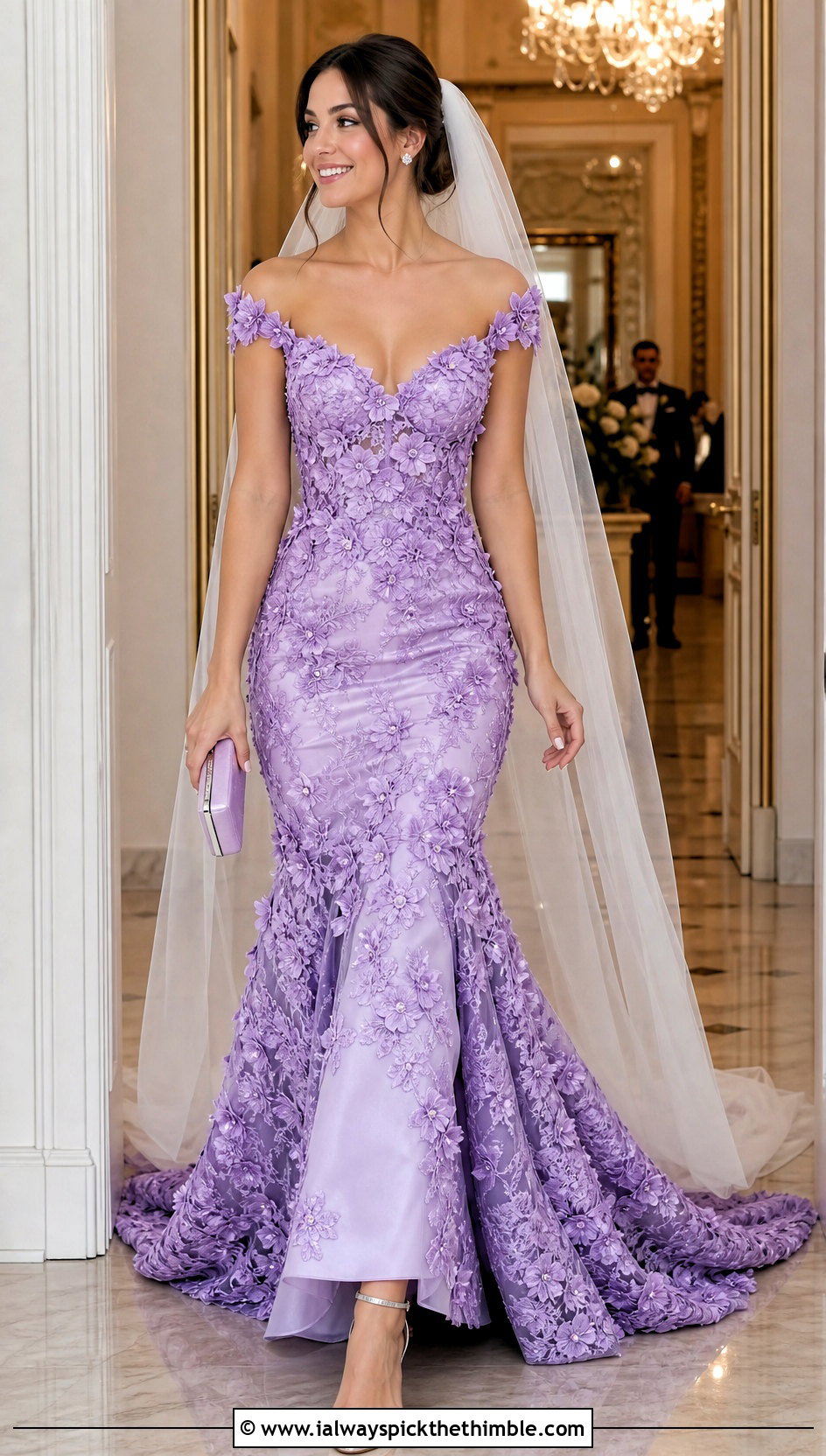 Floral Motif Crochet Lace Mermaid Wedding Dress - 20 crochet lace wedding dress outfit ideas