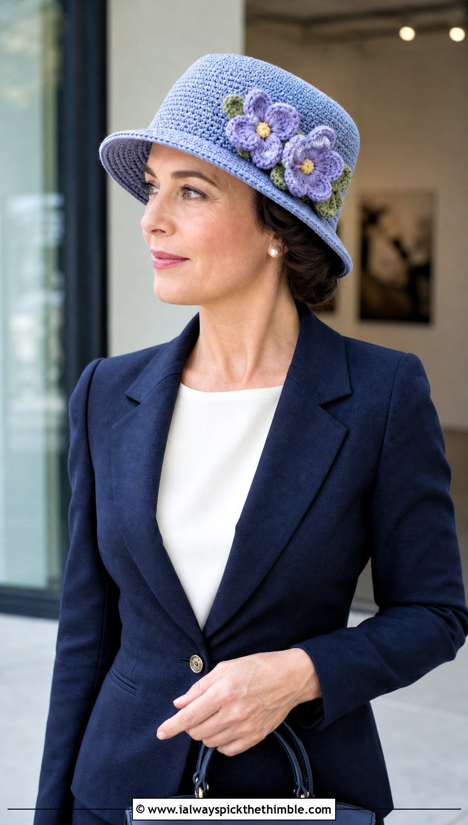 Flower Applique Crochet Hat With Skirt Suit - 25 crochet brim hat outfit ideas