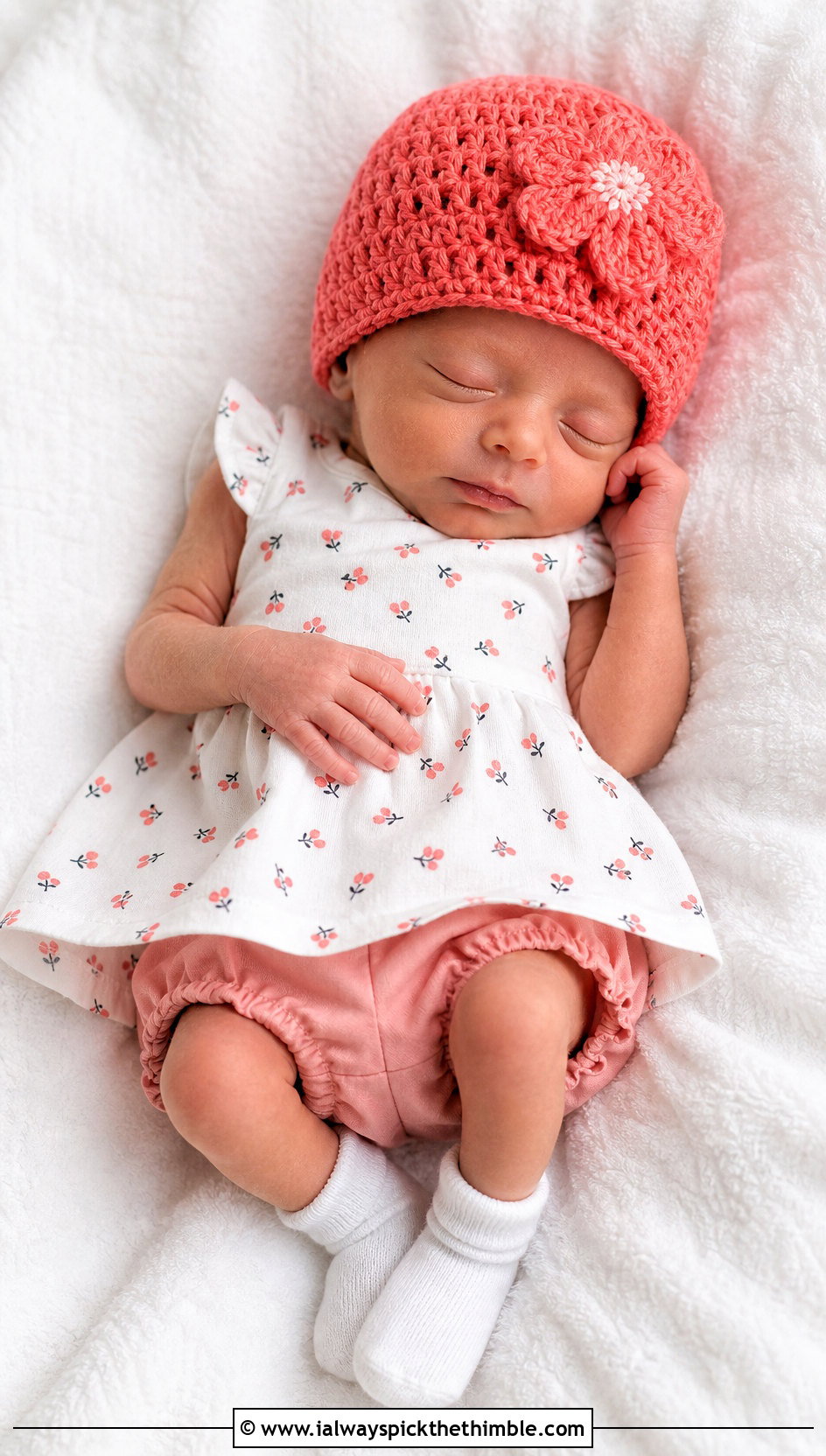 Flower Applique Preemie Crochet Hat With Dress And Bloomers - 20 premie crochet hat outfit ideas