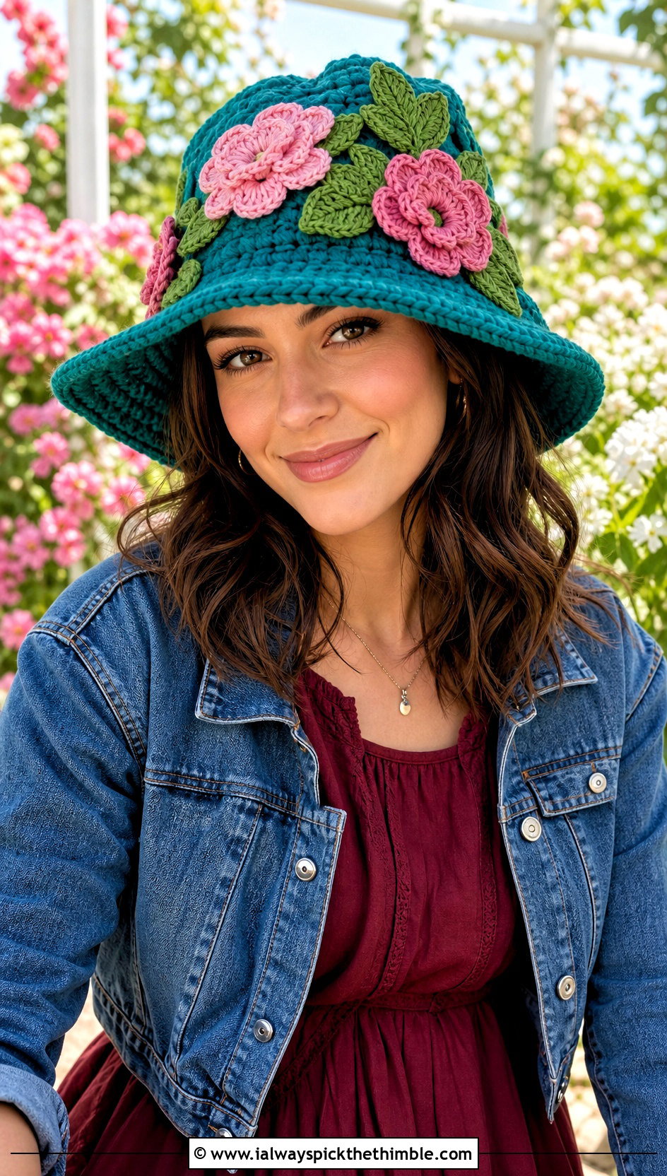Flower Applique Pumpkin Bucket Hat With Prairie Dress - 20 crochet pumpkin bucket hat outfit ideas
