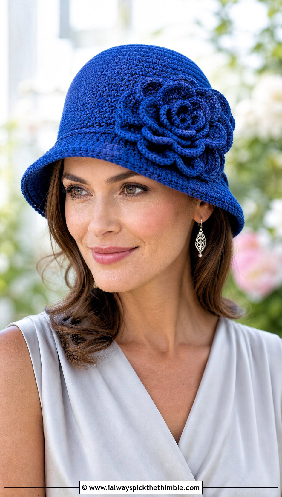 Flower Cloche Photo Prop Crochet Hat With Satin Midi Dress - 15 Photo Prop Crochet Hat outfit ideas