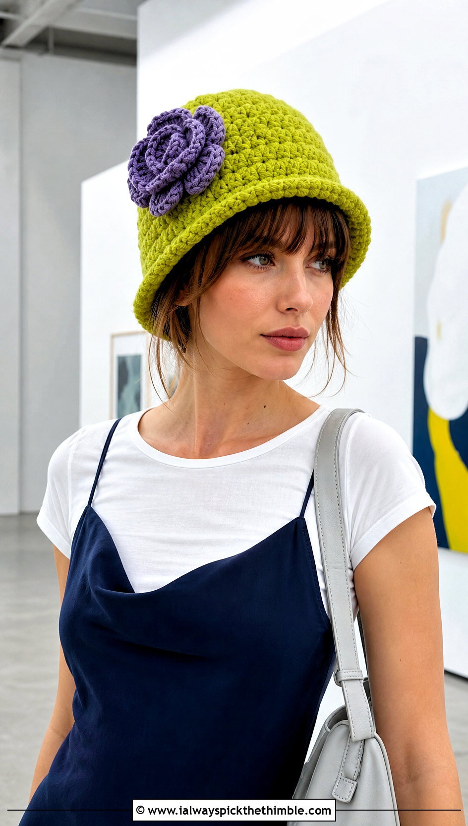 Flower Crochet Cloche Hat With Slip Dress - 20 Kawaii Crochet Hat outfit ideas
