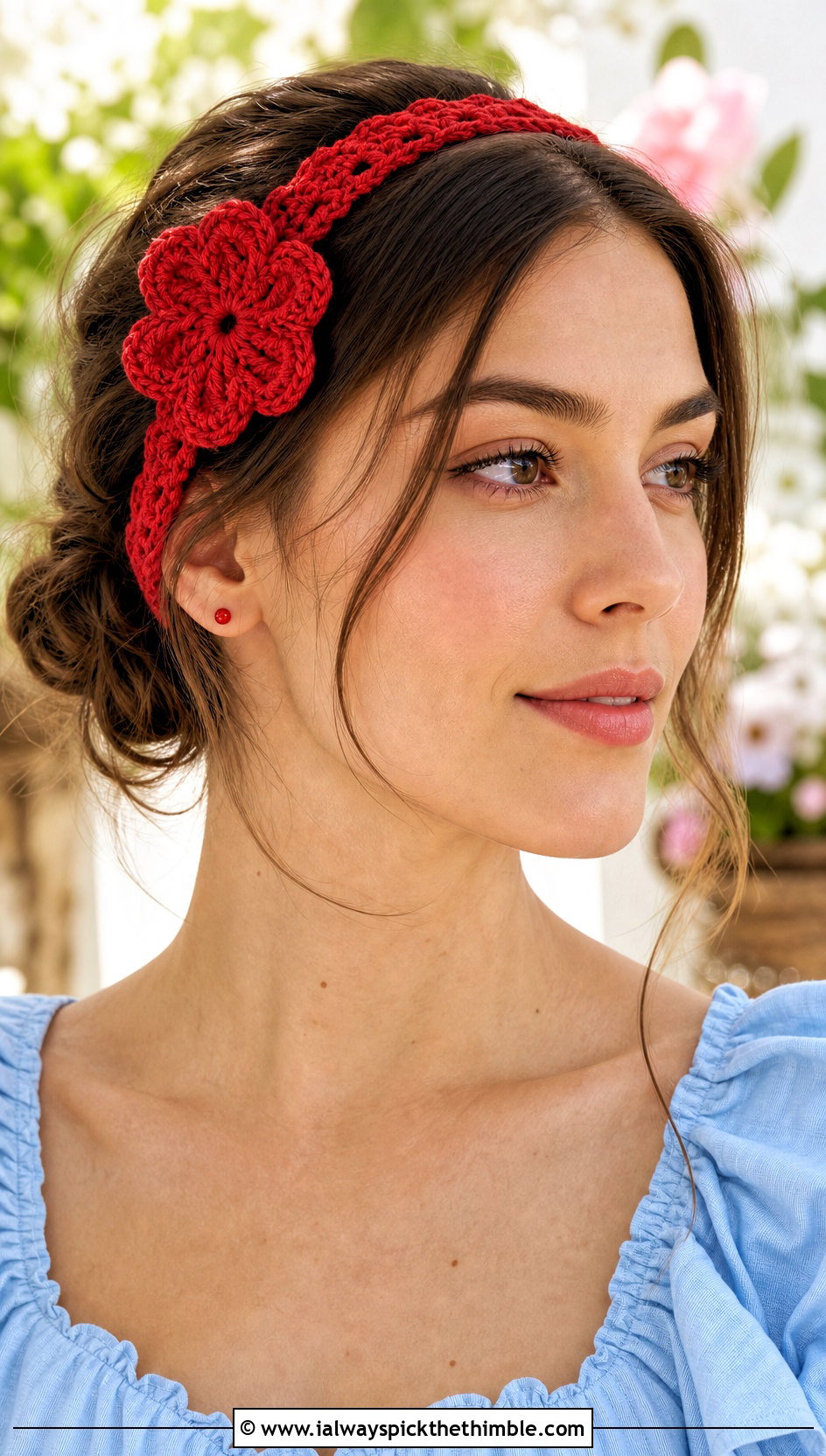 Flower Crochet Makeup Headband With Cotton Midi Dress - 20 Crochet Makeup Headband outfit ideas
