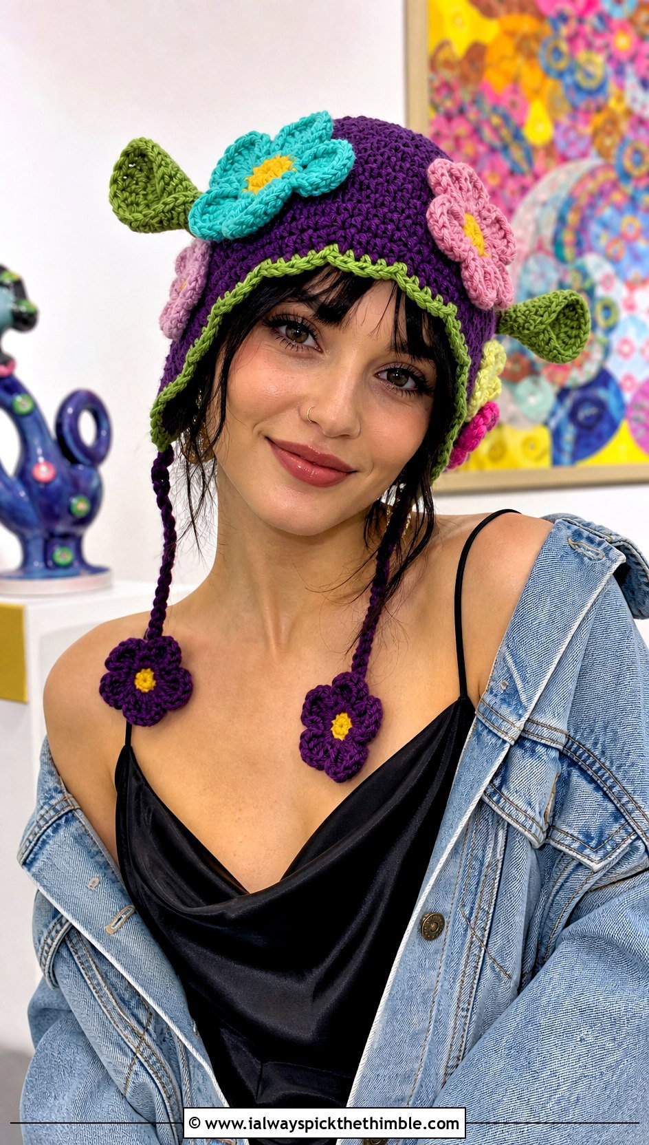 Flower Crochet Shrek Hat With Slip Dress - 25 crochet shrek hat outfit ideas