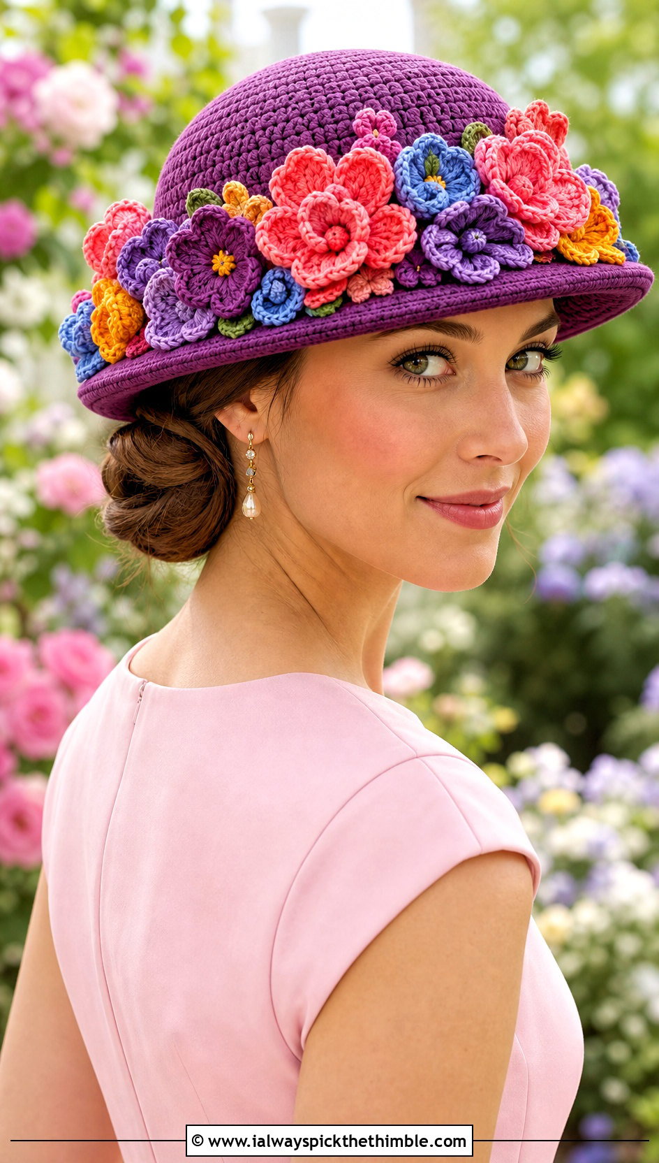 Flower Crown Crochet Derby Hat With Fit And Flare Dress - 20 Crochet Derby Hat outfit ideas