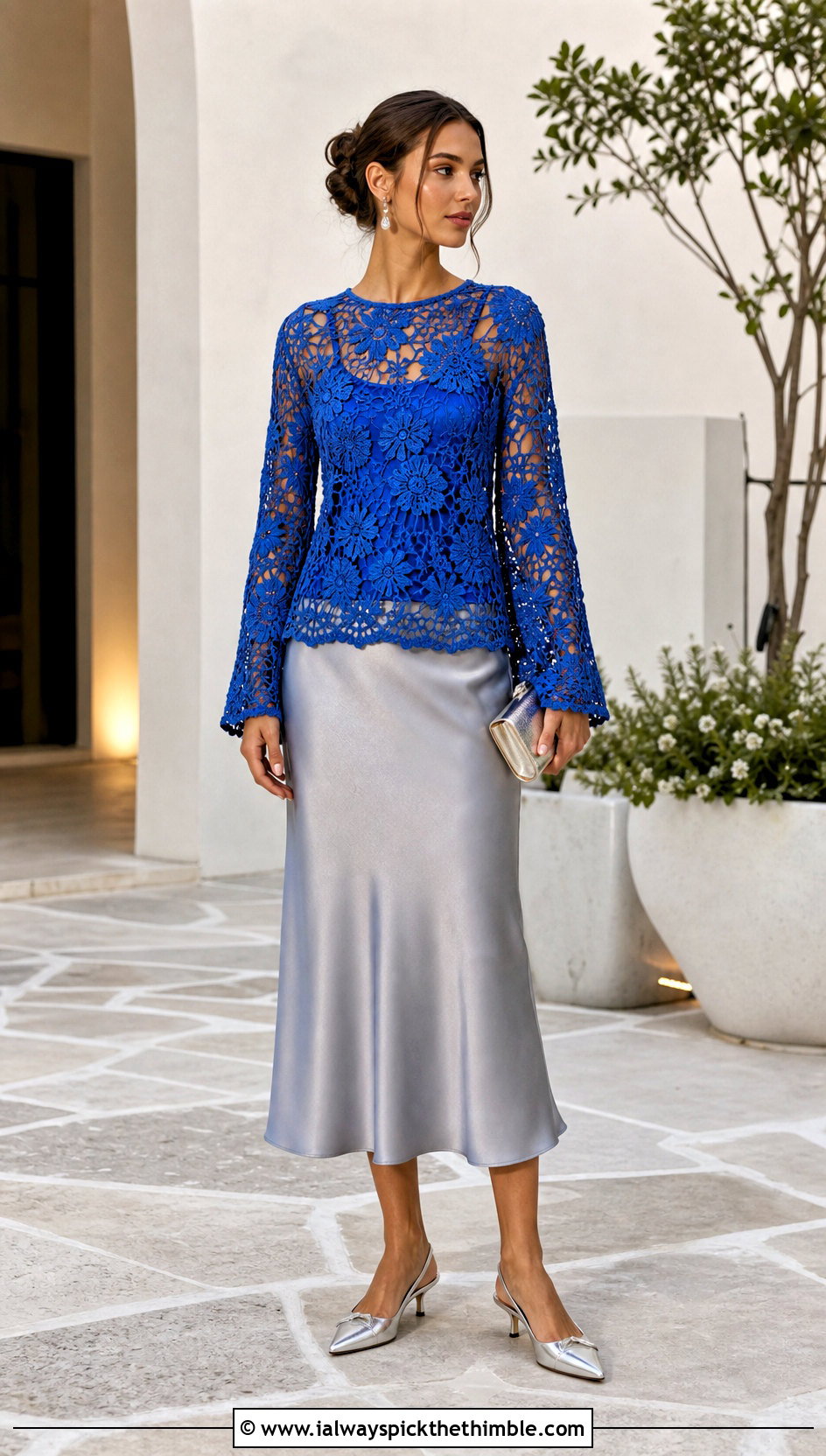 Flower Mesh Crochet Shirt With Slip Skirt - 25 Crochet Flower Shirt outfit ideas