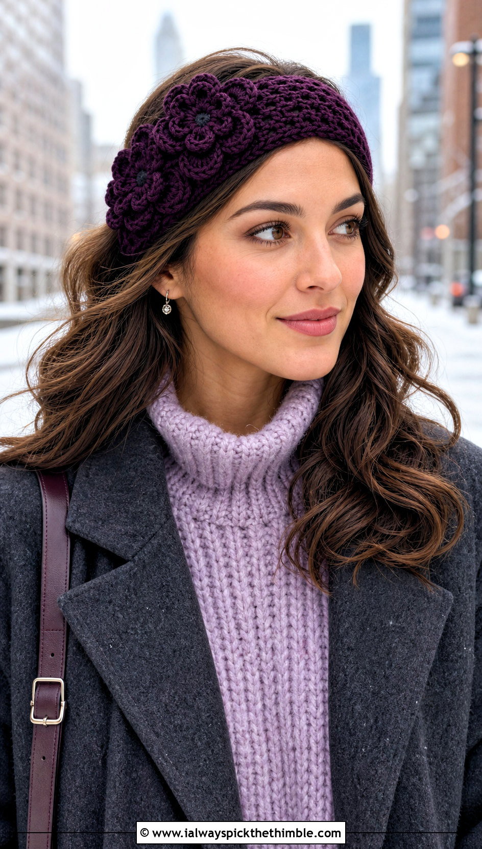 Flower Stack Crochet Headband With Elastic And Sweater Outfit - 15 crochet flower headband with elastic outfit ideas