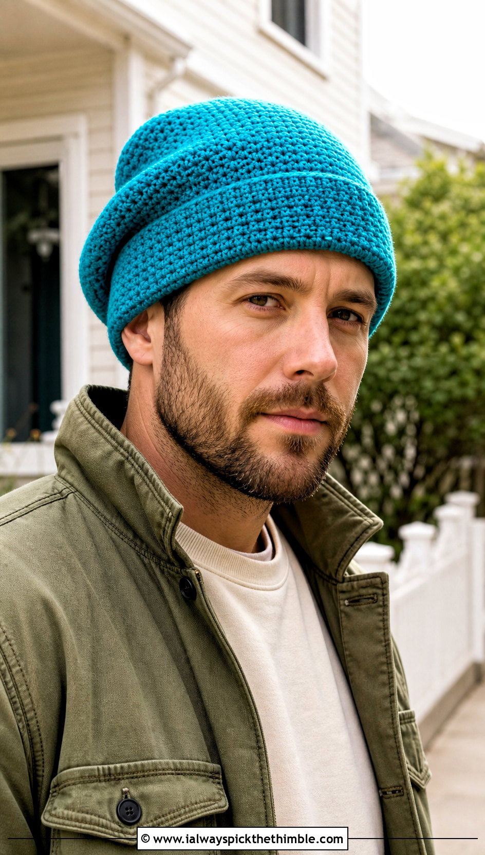 Fold Over Slouch Crochet Beanie With Field Jacket - 20 Mens Slouch Crochet Beanie outfit ideas