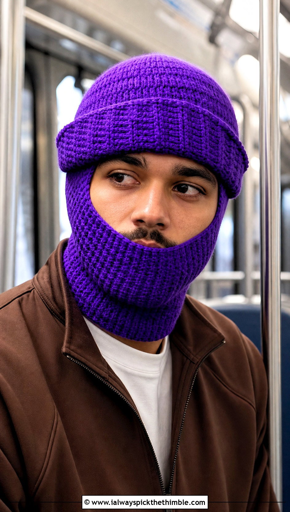 Fold Up Crochet Balaclava With Tracksuit - 20 crochet balaclava for men outfit ideas