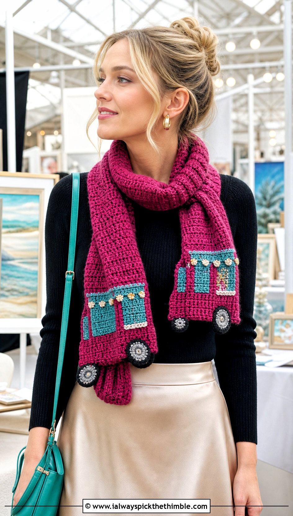 Food Truck Crochet Scarf With Satin Skirt - 20 Crochet Truck Scarf outfit ideas
