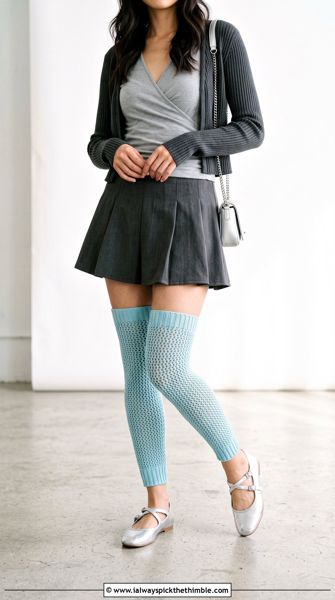 Footless Crochet Thigh High Socks With Ballet Flats - 25 crochet thigh high socks outfit ideas