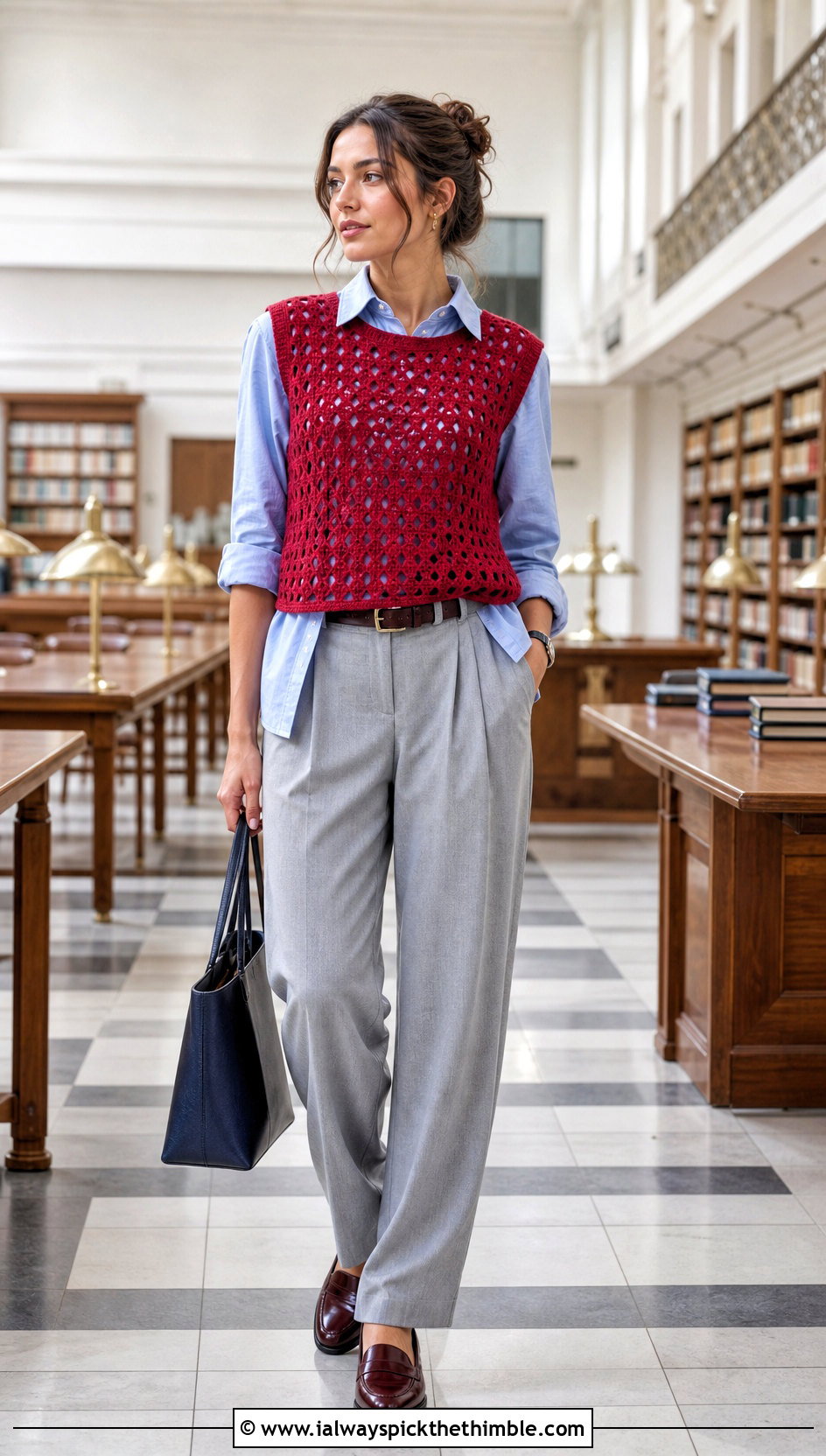Freestyle Crochet Vest Top Over A Button Down Shirt - 20 freestyle crochet top outfit ideas