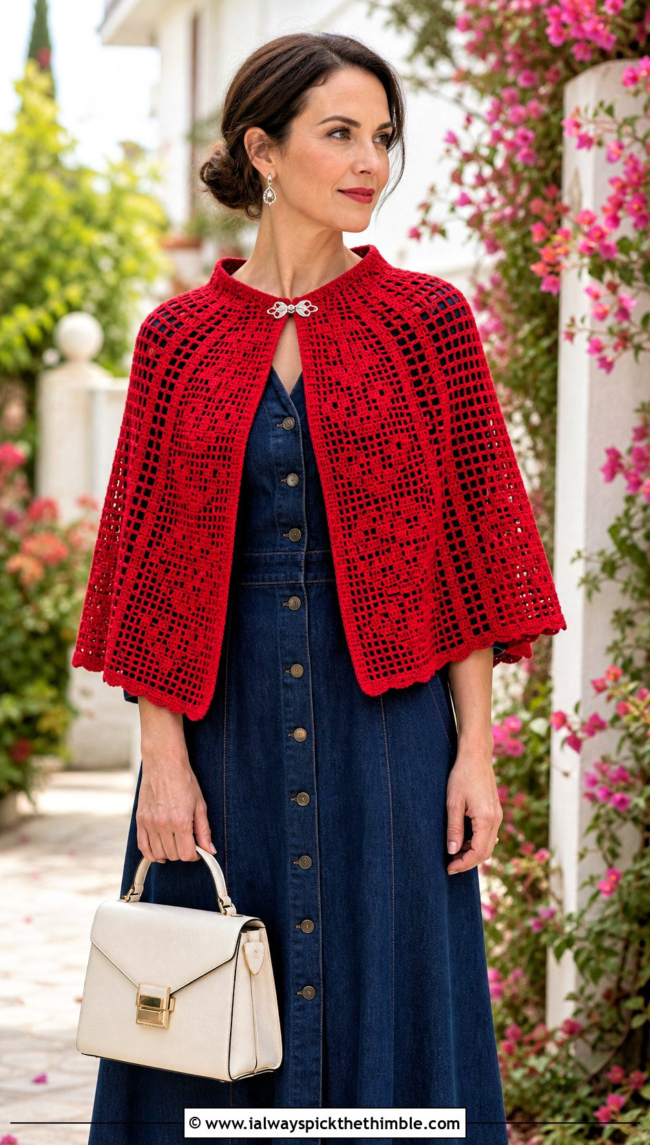French Garden Filet Crochet Shawl With Denim Maxi Dress - 15 french garden filet crochet shawl outfit ideas